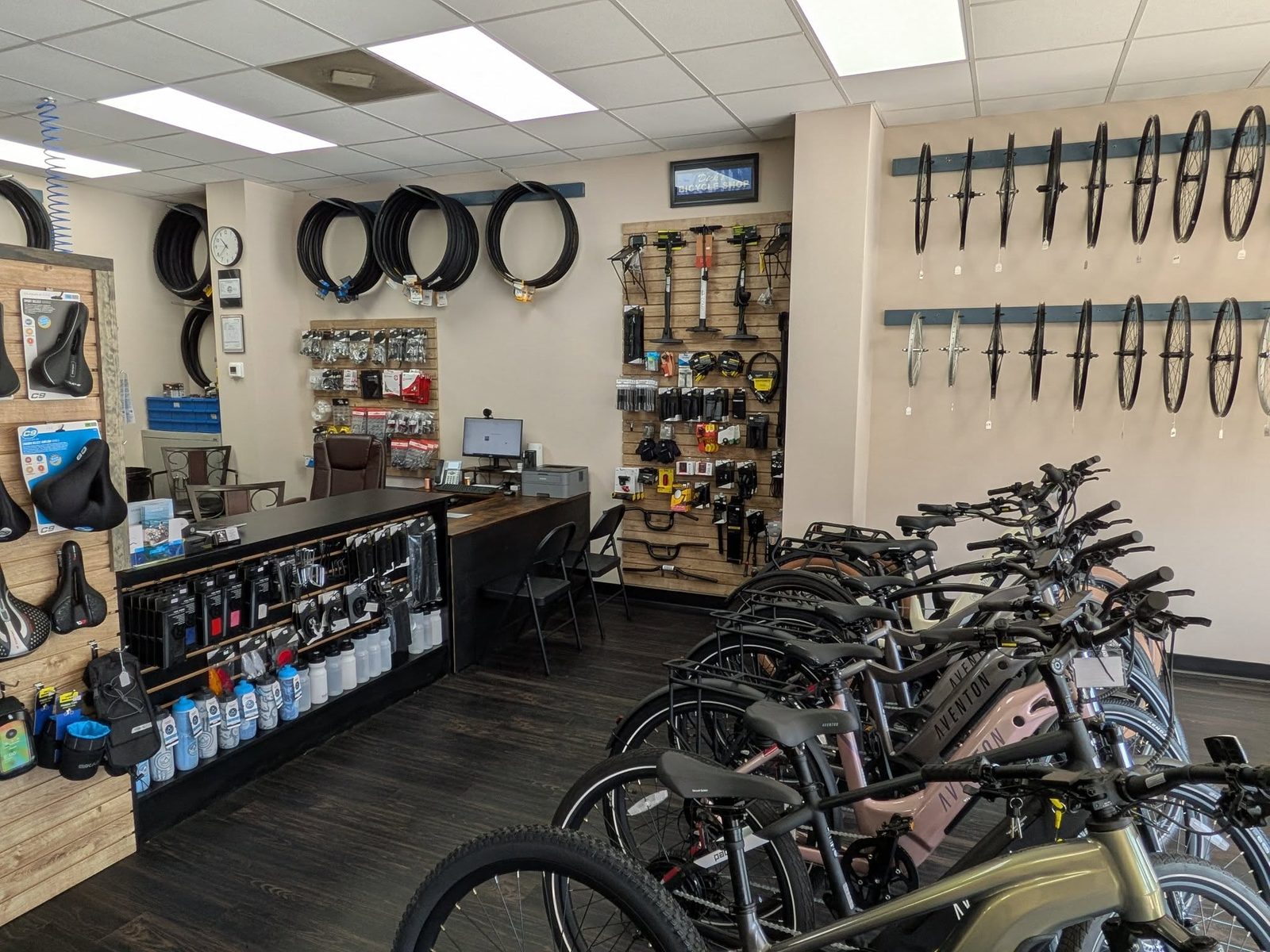 e-bikes and parts counter